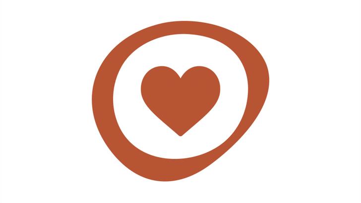 Terracottafarbiges Herzsymbol in einem Loop auf weissem Hintergrund.