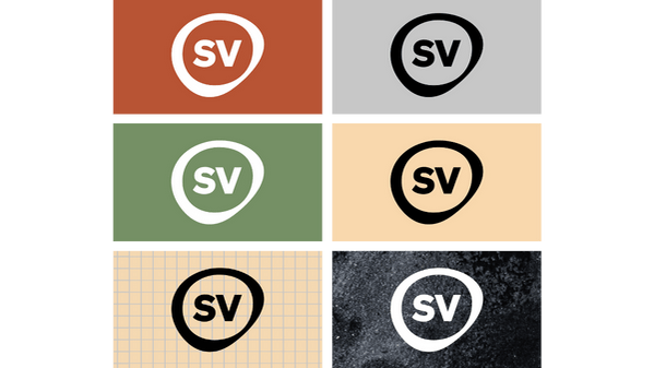 Sechs SV-Logos auf verschiedenen Hintergründen.