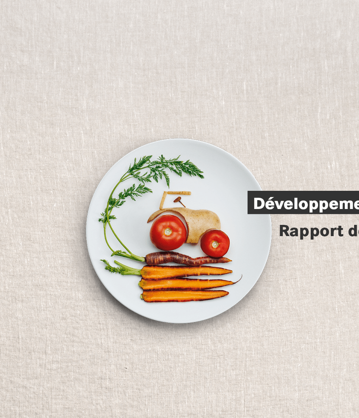 Assiette avec légumes en forme de voiture, texte