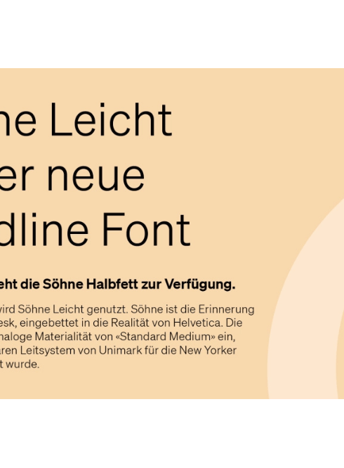 Werbung für Söhne Leicht Schriftart auf beigem Hintergrund.