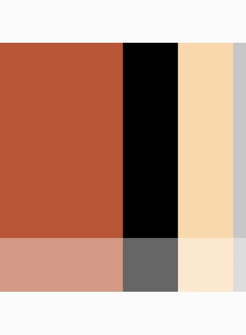 Farbpalette mit Braun, Schwarz, Beige, Grau und Grün.