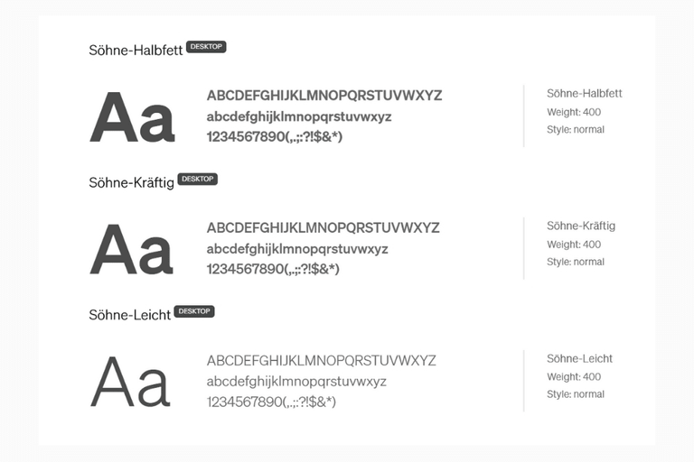 Schriftartenbeispiel mit drei Stilen