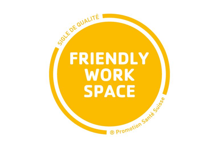 Sceau jaune 'Friendly Workspace'.