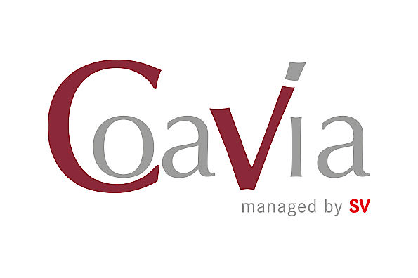 Logo von Coavia mit dem Zusatz 'managed by SV'.",
