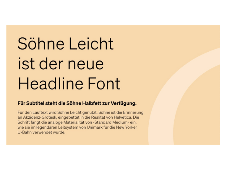 Werbung für Söhne Leicht Schriftart auf beigem Hintergrund.