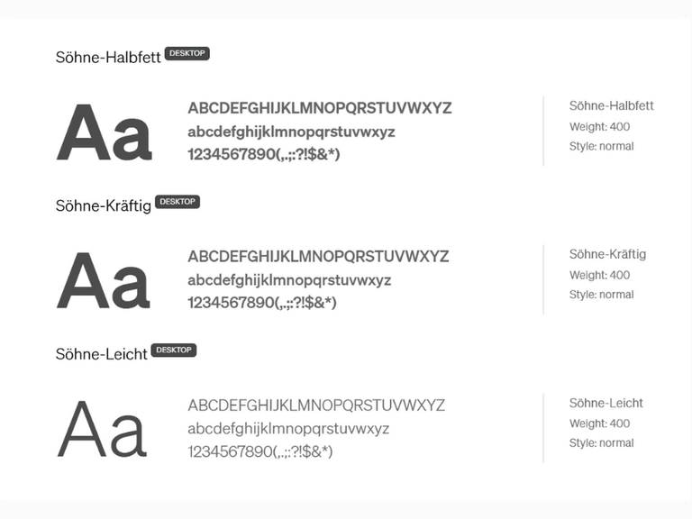 Schriftartenbeispiel mit drei Stilen