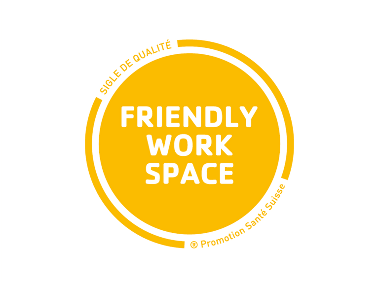 Sceau jaune 'Friendly Workspace'.
