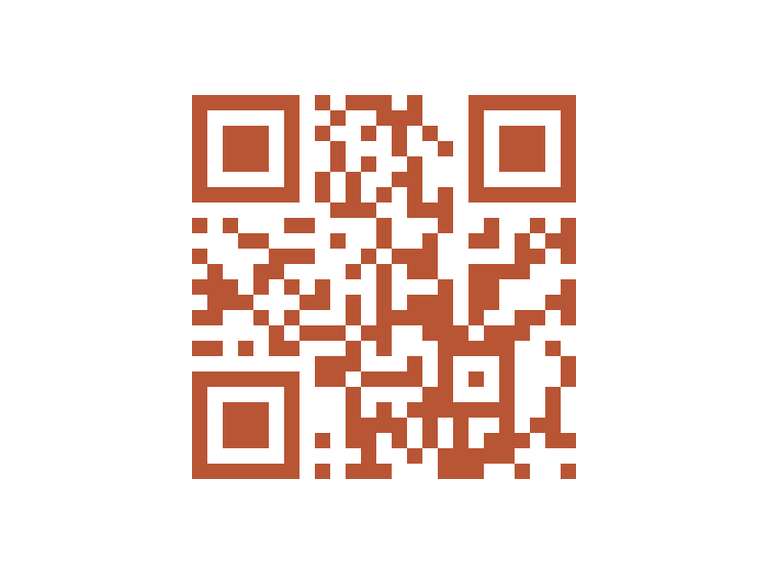Ein rot-brauner QR-Code auf weissem Hintergrund.