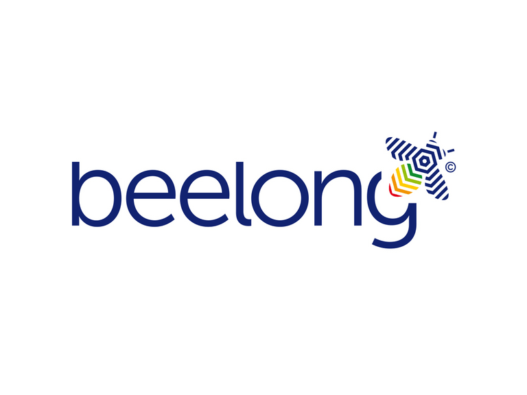 Logo mit stilisiertem Bienenmotiv.