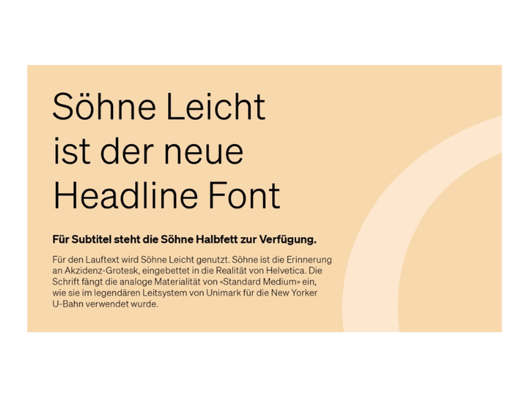 Grafik mit Text über den Schriftstil 'Söhne Leicht'.