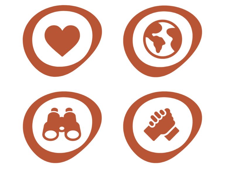 Vier Icons der Werte