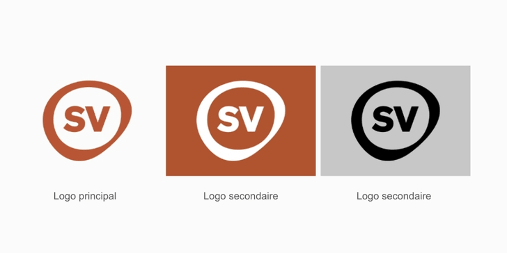 Trois logos SV dans différents styles.